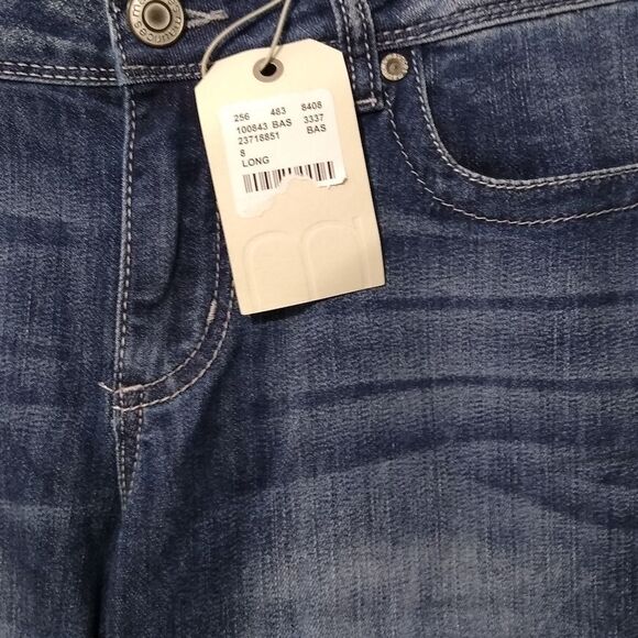 Maurices Slim Boot Midrise Denim Flex Medium Wash Embroidered Pocket Sz 8 LONG - Picture 10 of 11